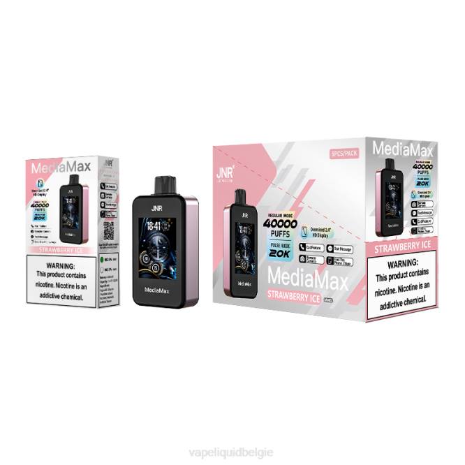 Vape Liquid aardbeien ijs - JNR MediaMax 40k trekje D26V17